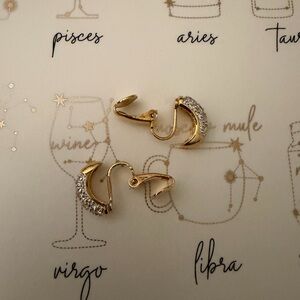 Gold and Silver Clip-On half hoop Earrings non pierced